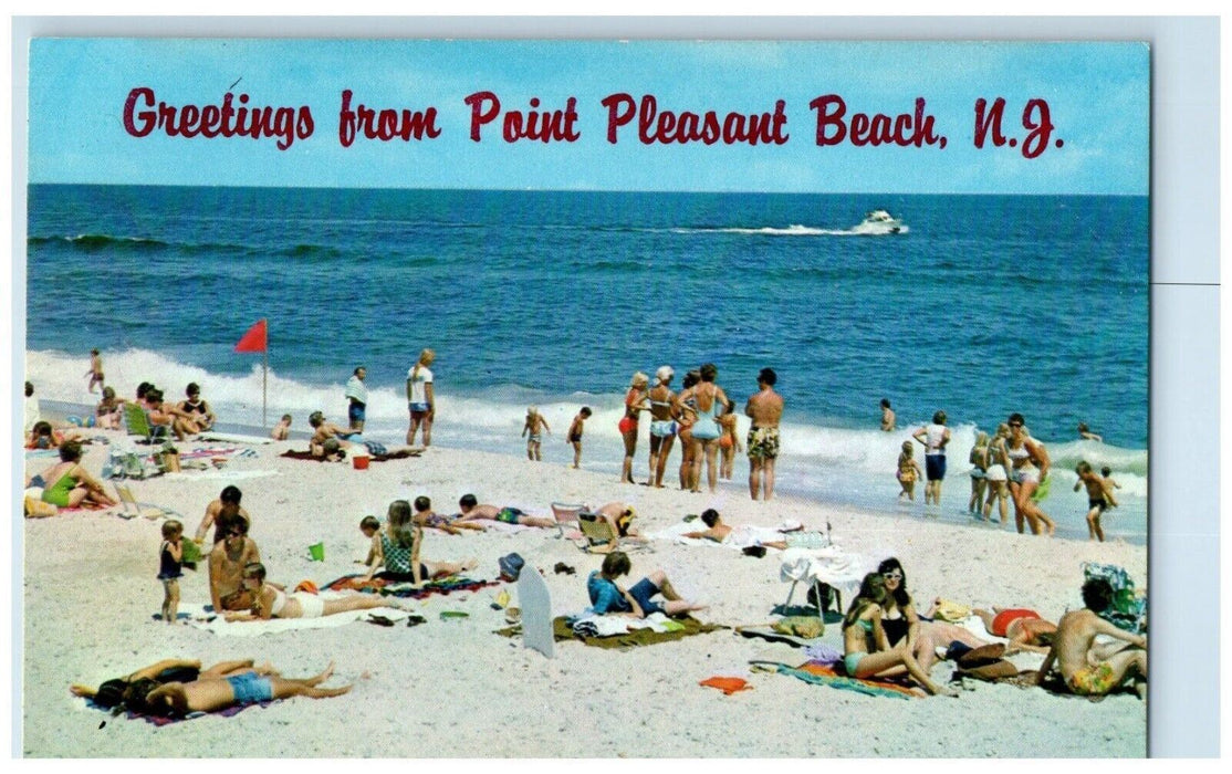 c1960 Greetings From Point Pleasant Beach New Jersey Banner NJ Vintage Postcard