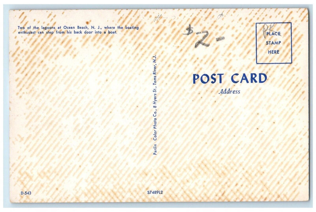 c1960 Greetings from Ocean Beach New Jersey Banner NJ Vintage Antique Postcard