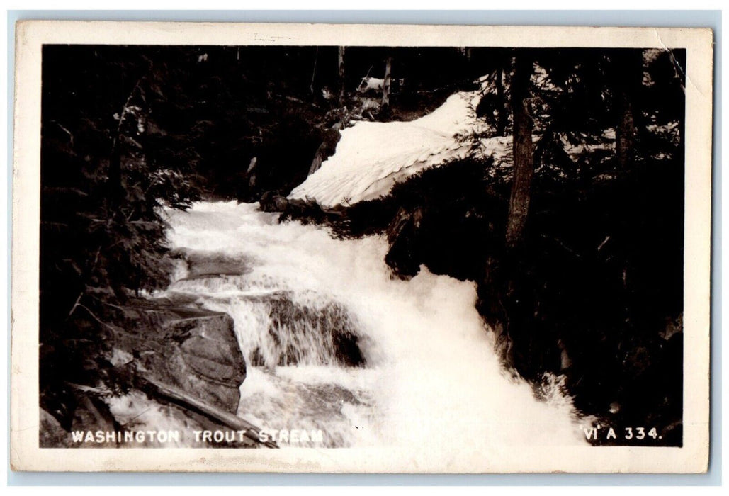 c1930's Trout Stream Waterfall Rapids Washington WA RPPC Photo Postcard