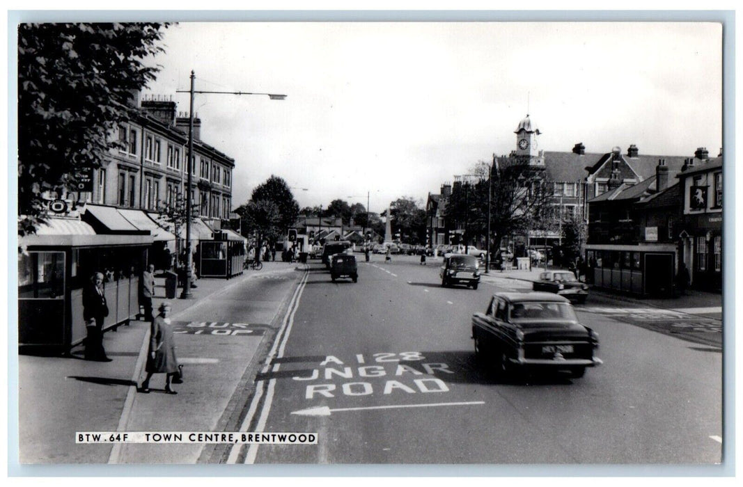 c1960's Town Centre Clock Tower Brentwood England RPPC Photo Postcard