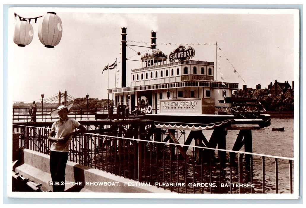 c1950's Showboat Wonder Show Pleasure Gardens Battersea RPPC Photo Postcard