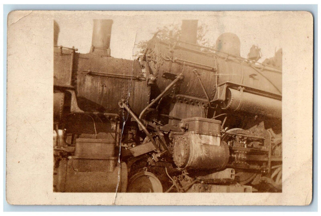 c1920's Head On Collision L&N Railroad Train Locomotives RPPC Photo Postcard