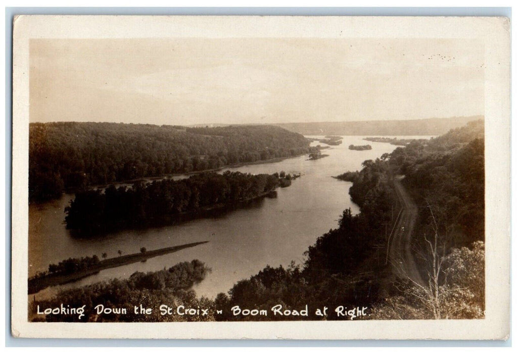 c1920's Bird's Eye View St. Croix River Boom Road Minnesota RPPC Photo Postcard