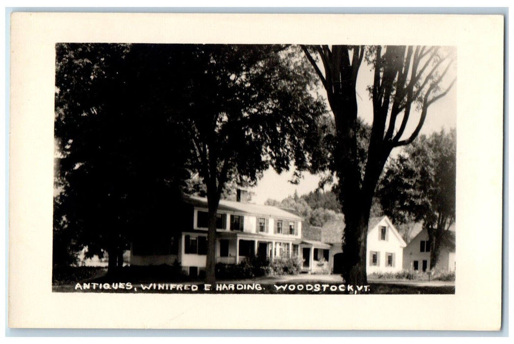 c1940's Antique Shop Winifred E Harding Woodstock Vermont VT RPPC Photo Postcard