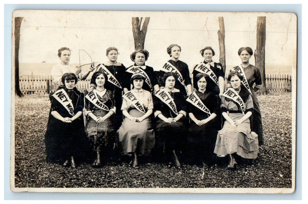 c1910 "Ney Watah" Women's Social Club Story Co. Iowa Ames RPPC Photo Postcard