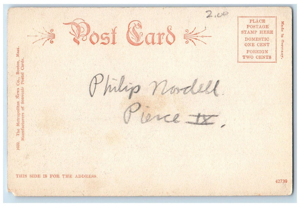 c1905 Pierce Crammer School Brookline Massachusetts MA Antique Postcard