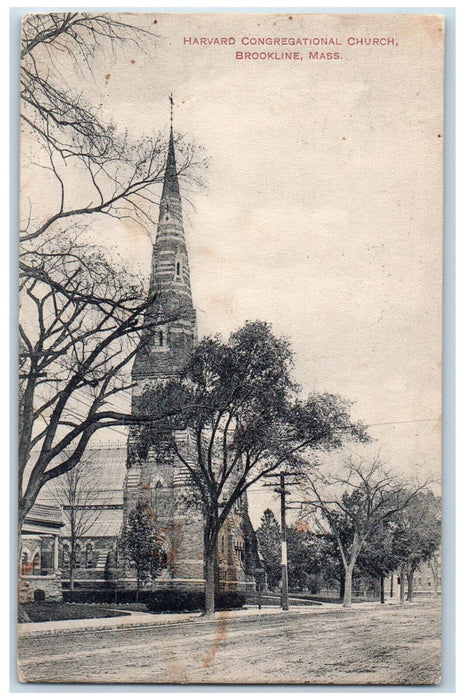 1909 Harvard Congregational Church Brookline Massachusetts MA Unposted Postcard