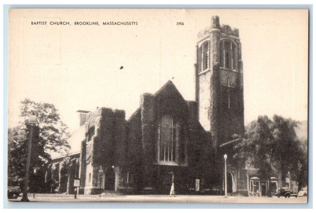 c1940's Baptist Church Brookline Massachusetts MA Vintage Unposted Postcard