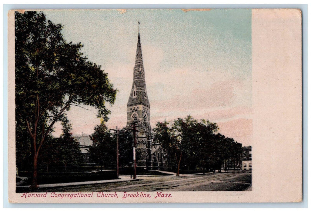 c1905 Harvard Congregational Church Brookline Massachusetts MA Postcard