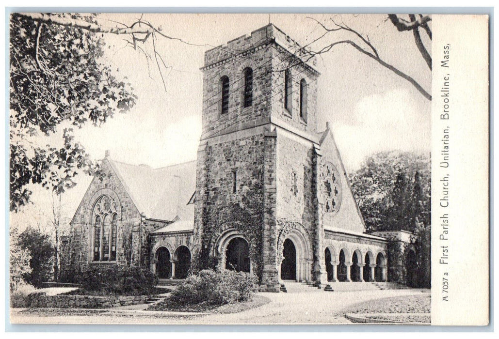 c1905 First Parish Church Unitarian Brookline Massachusetts MA Postcard