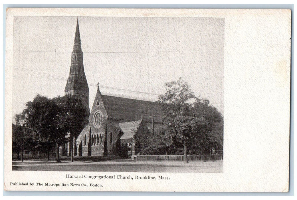 c1905 Harvard Congregational Church Brookline MA Metropolitan News Co. Postcard