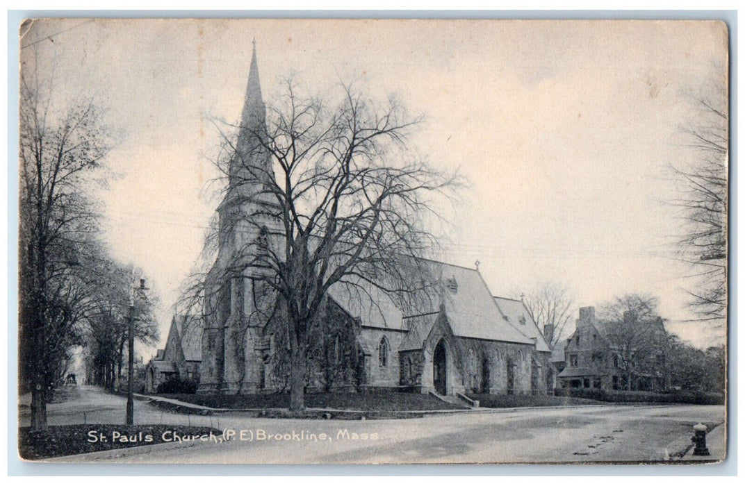 1906 St. Pauls Church (P.E.) Brookline Massachusetts MA Antique Postcard
