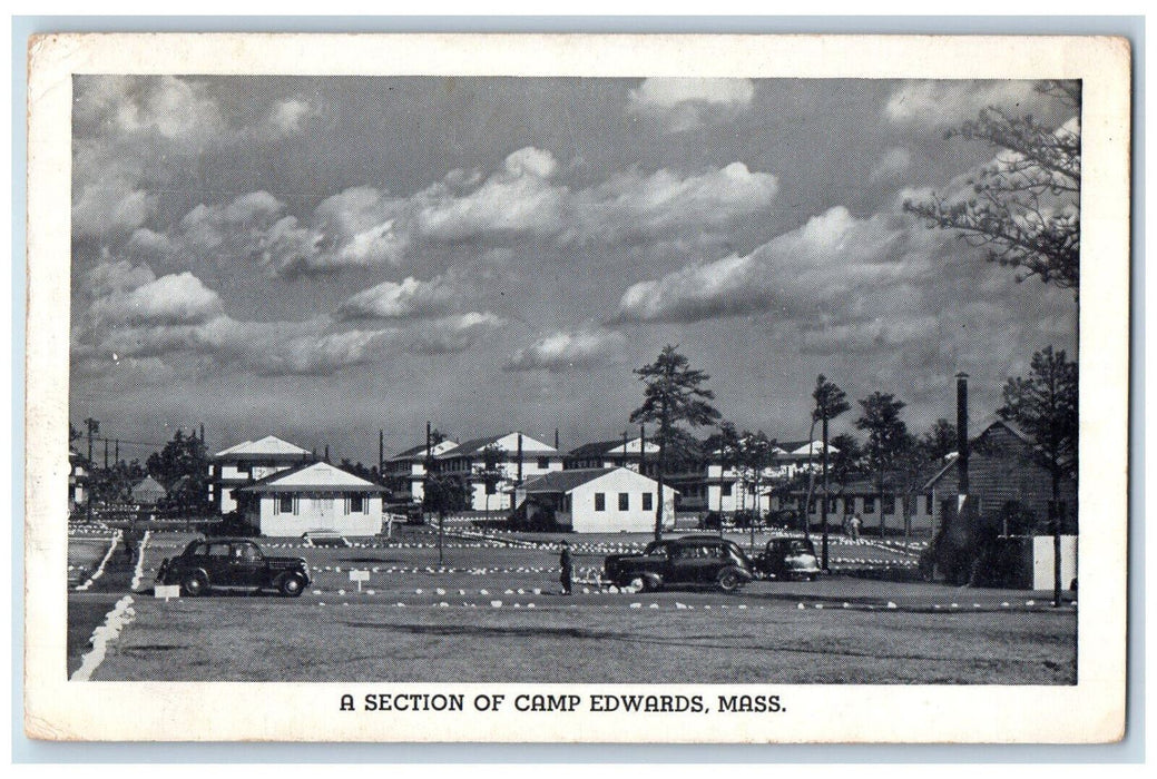 1943 Parking Area, A Section Camp Edwards Massachusetts MA Vintage Postcard