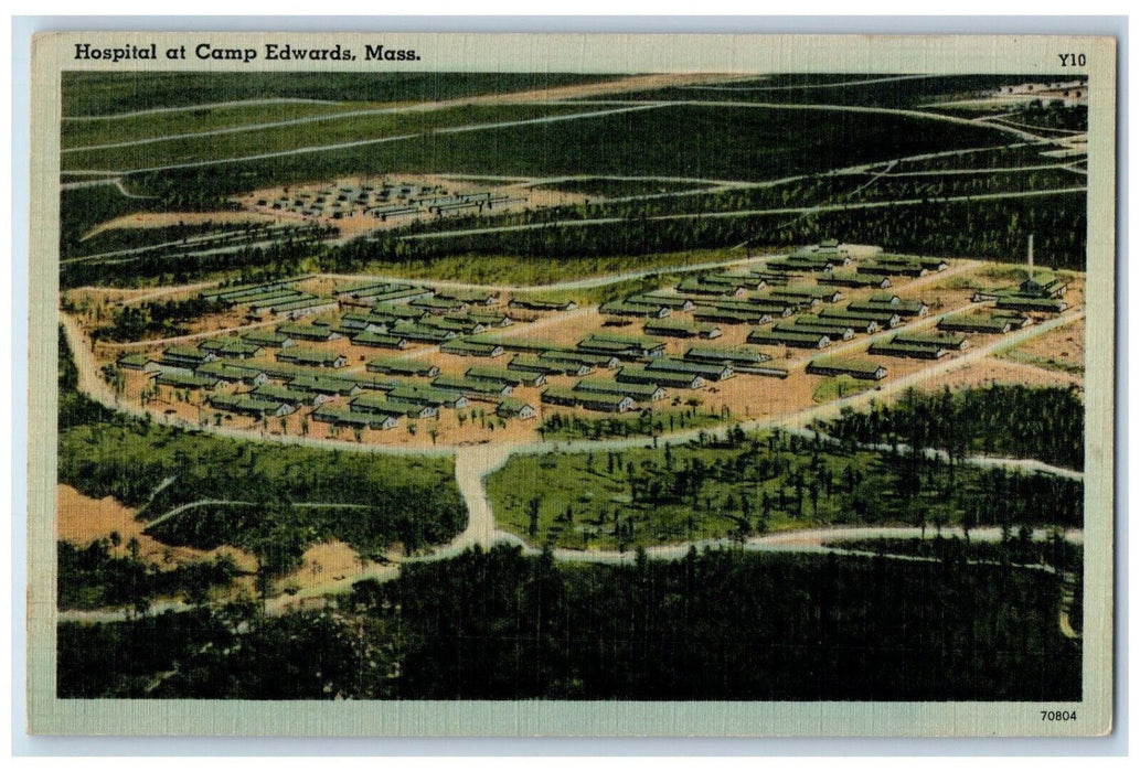 c1940's Aerial View Hospital at Camp Edwards Massachusetts MA Vintage Postcard