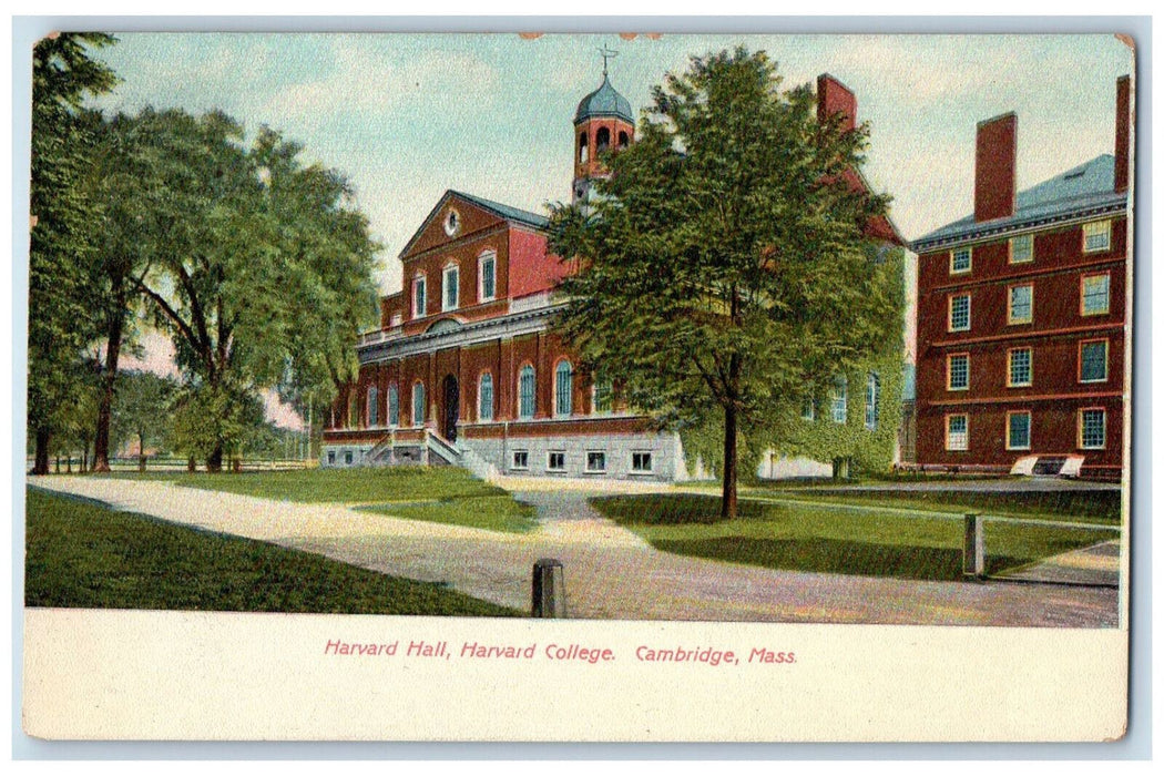 c1905 Harvard Hall Harvard College Cambridge MA Antique Unposted Postcard