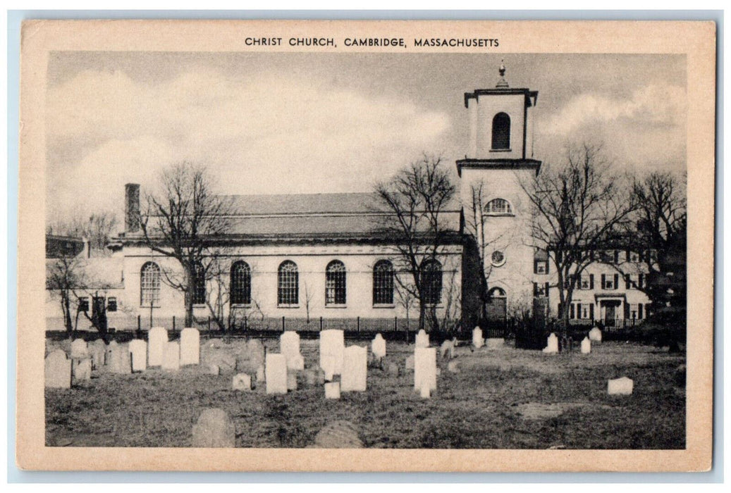 c1940's Burying Ground Christ Church Cambridge Massachusetts MA Postcard