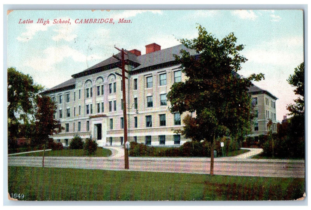 1908 Latin High School Cambridge Massachusetts MA Antique Posted Postcard