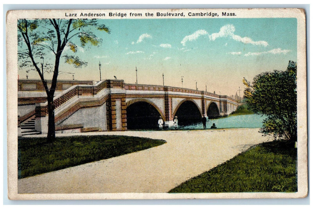 c1930's Larz Anderson Bridge from the Cambridge Massachusetts MA Postcard