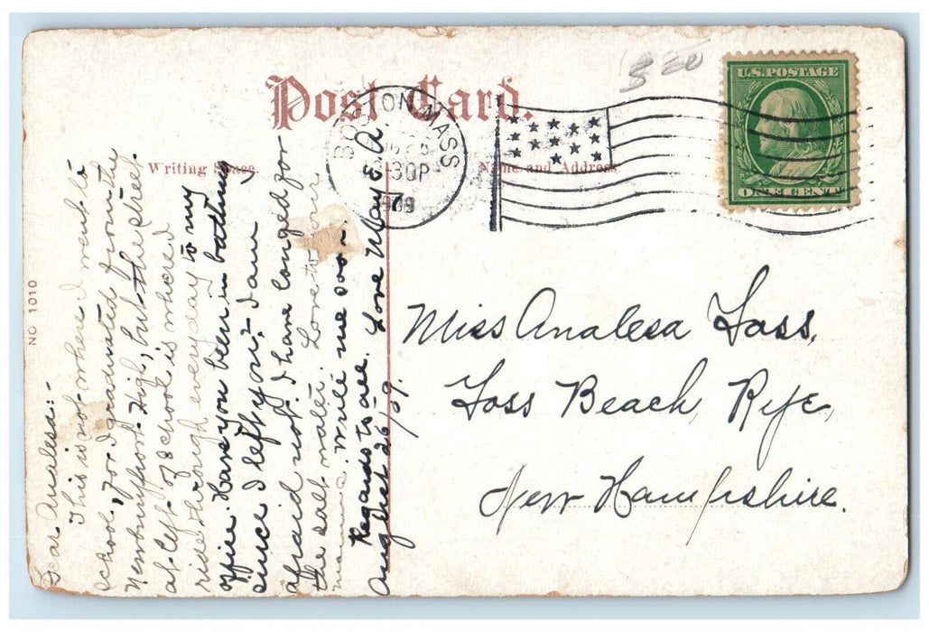 1909 Brighton High School, Brighton Massachusetts MA Antique Posted Postcard
