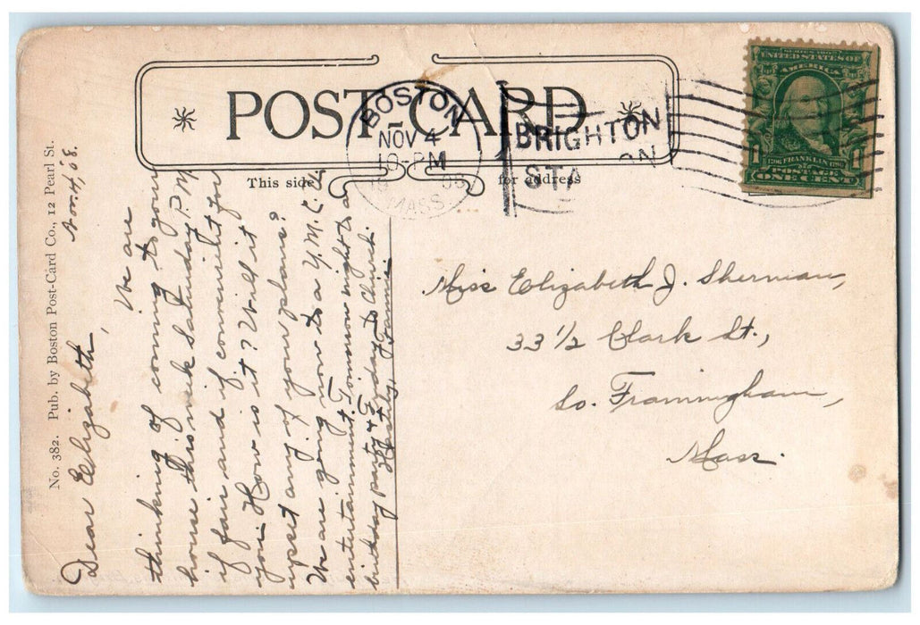 1908 Helen Gifford Home for Animals Brighton Massachusetts MA Antique Postcard