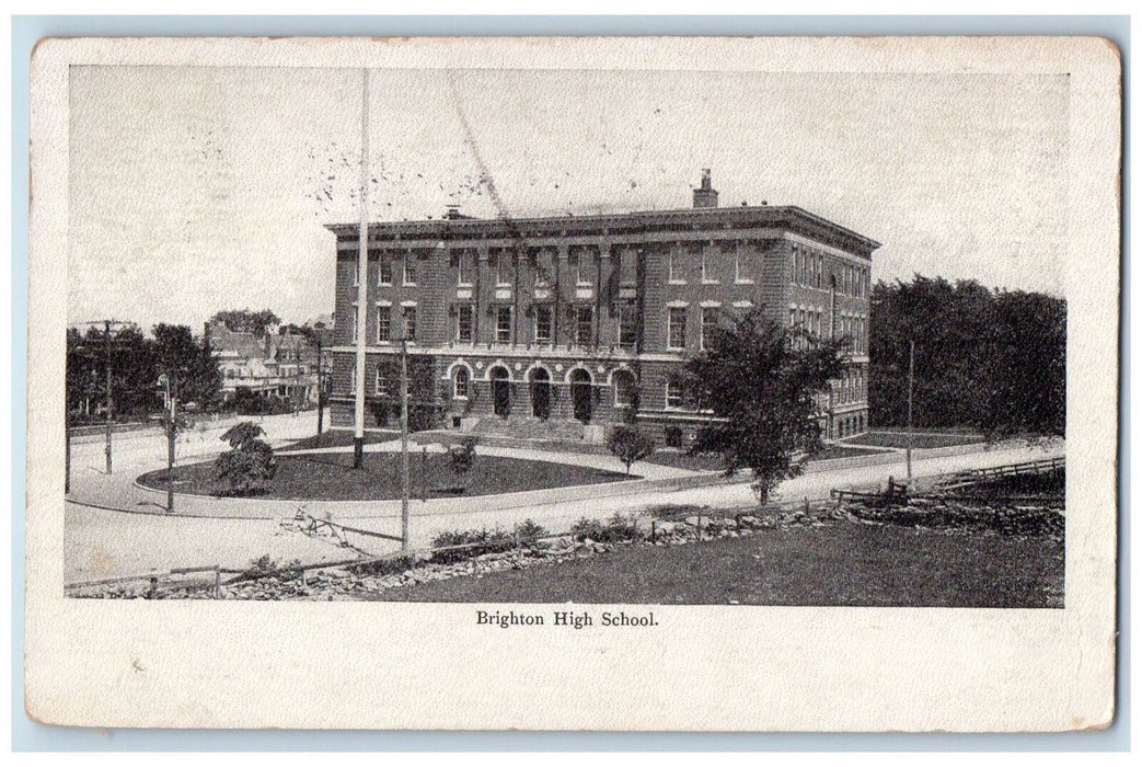 1905 Brighton High School Brighton Massachusetts MA Antique Posted Postcard