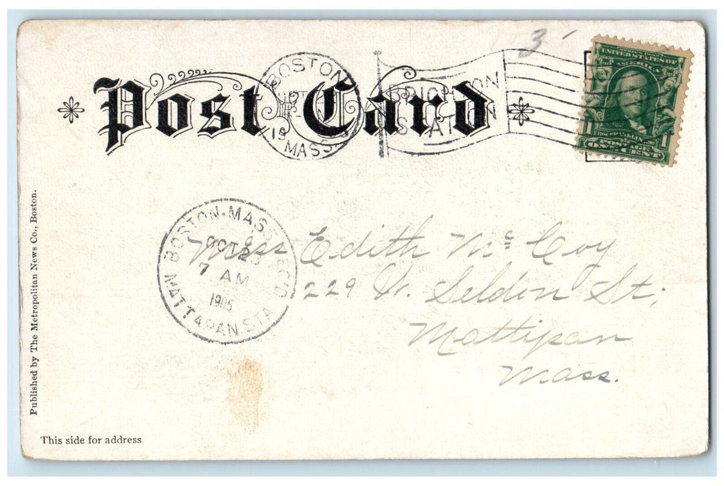 1905 Brighton High School Brighton Massachusetts MA Antique Posted Postcard