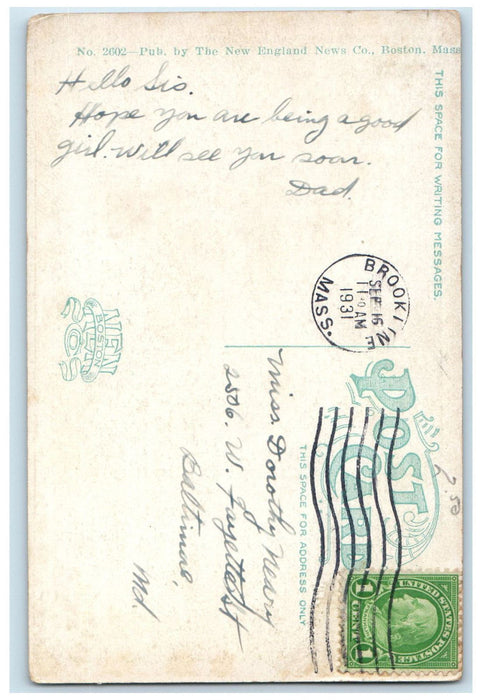 1931 Bennett High School Brighton Massachusetts MA Vintage Posted Postcard