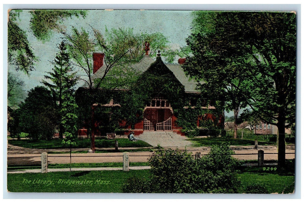 c1910 The Library Bridgewater Massachusetts MA Antique Unposted Postcard