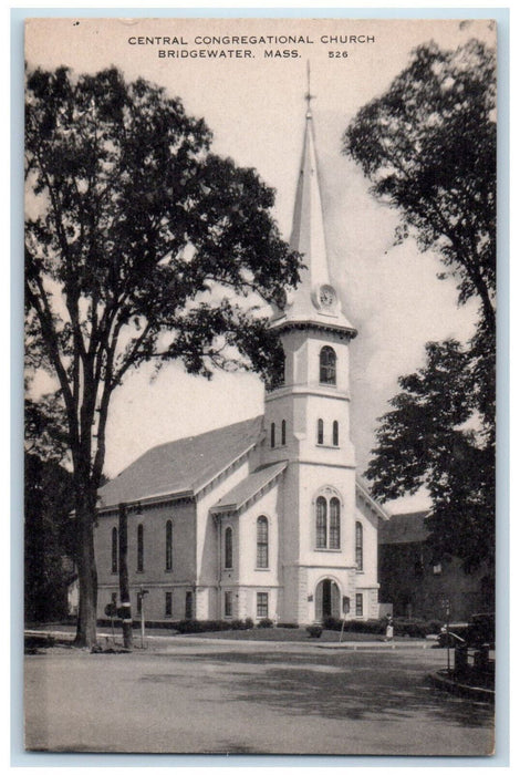 c1940's Central Congregational Church Bridgewater Massachusetts MA Postcard