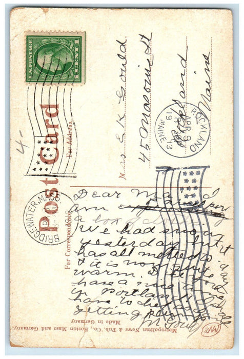 1913 Town Hall Bridgewater Massachusetts MA Antique Posted Postcard