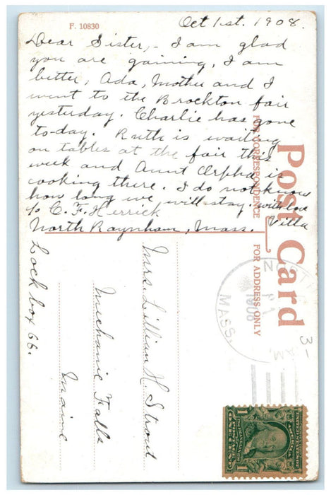 1908 Highland Park and Chutes Brockton Massachusetts MA Antique Posted Postcard