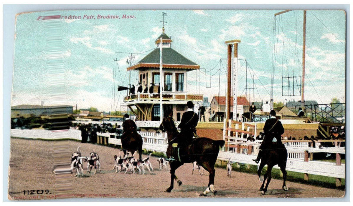 1908 Horses Dogs, Brockton Fair Brockton Massachusetts MA Antique Postcard