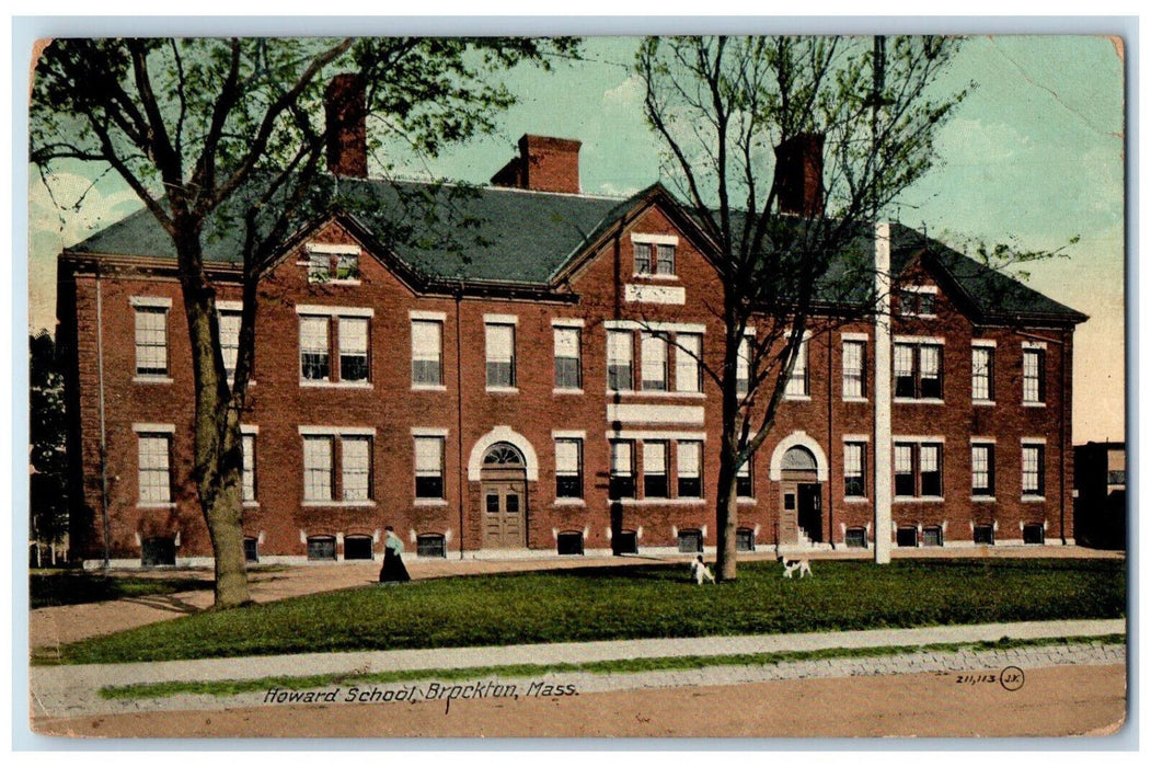 1910 Howard School, Brockton Massachusetts MA Antique Posted Postcard