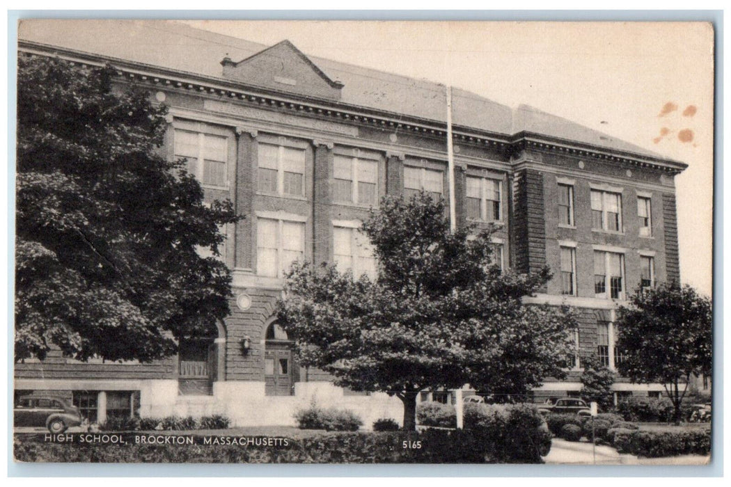 1954 High School Brockton Massachusetts MA Vintage Posted Postcard