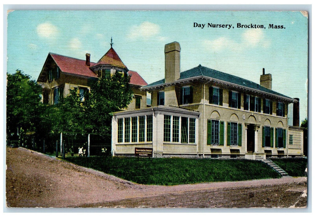 1912 Day Nursery Brockton Massachusetts MA Antique Posted Postcard