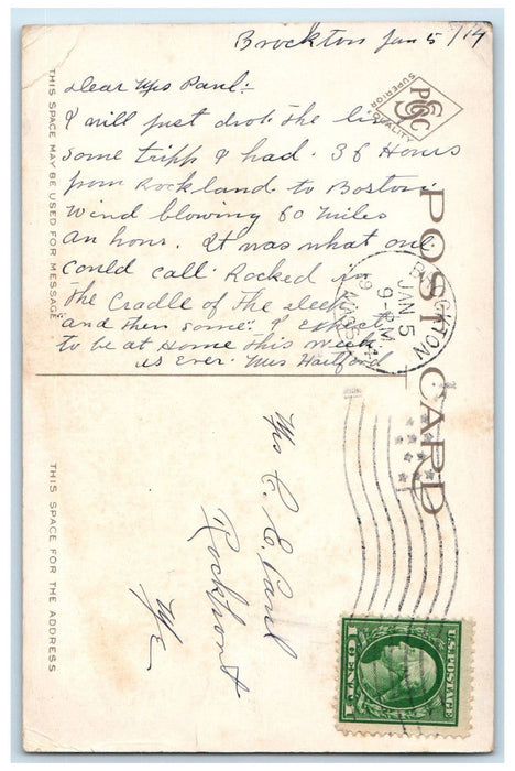 1914 Lincoln St. and Home National Bank Brockton Massachusetts MA Postcard