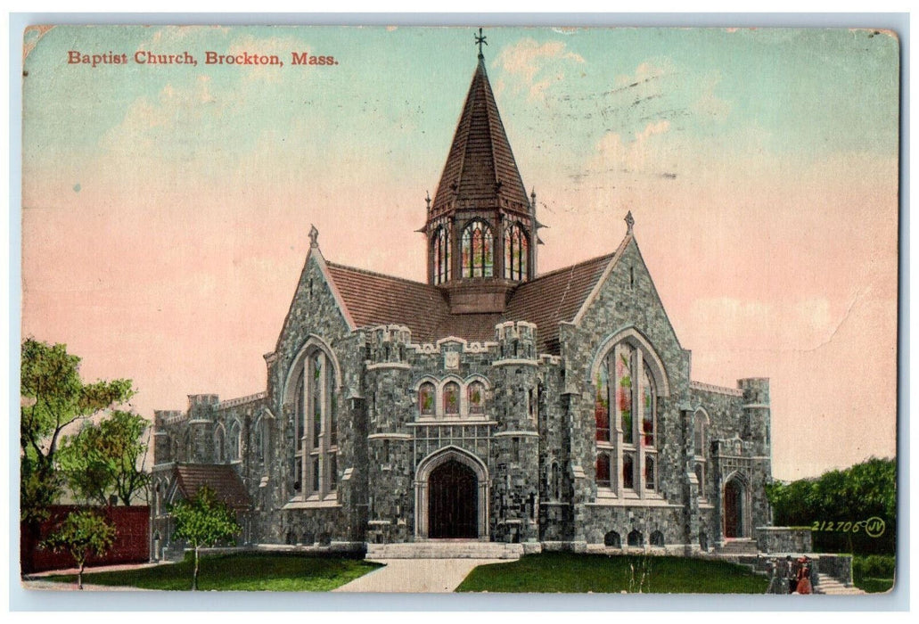 1910 Baptist Church Brockton Massachusetts MA Antique Posted Postcard