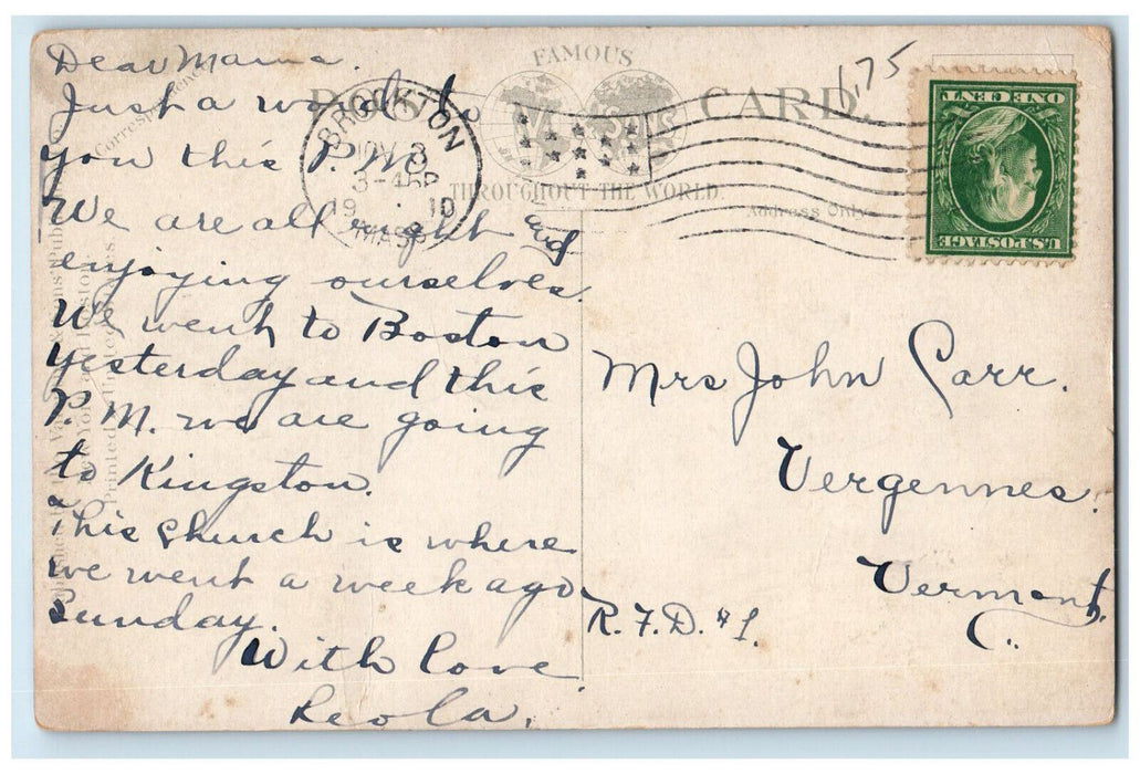 1910 Baptist Church Brockton Massachusetts MA Antique Posted Postcard