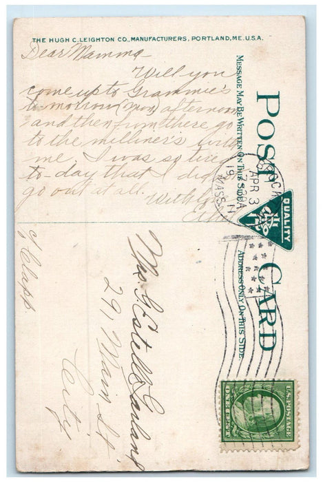 1911 The Court House, Brockton Massachusetts MA Antique Posted Postcard