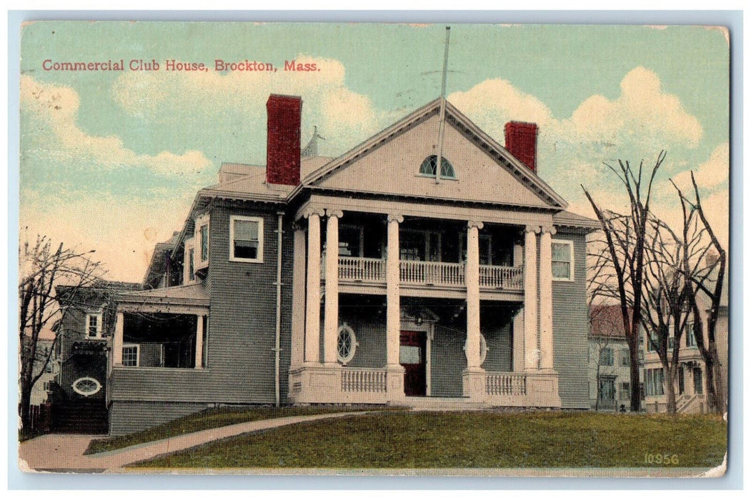 1916 Commercial Club House, Brockton Massachusetts MA Posted Antique Postcard