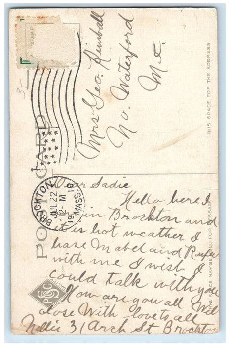 1916 Commercial Club House, Brockton Massachusetts MA Posted Antique Postcard