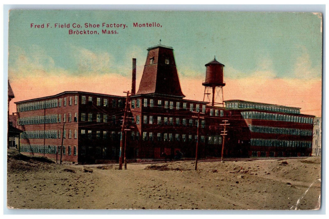 c1910 Fred F Field Co Shoe Factory Montello Brockton Massachusetts MA Postcard