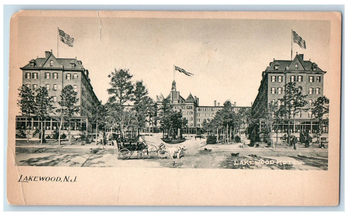 c1905 Horse Carriage, Lakewood Hotel, Lakewood New Jersey NJ Unposted Postcard