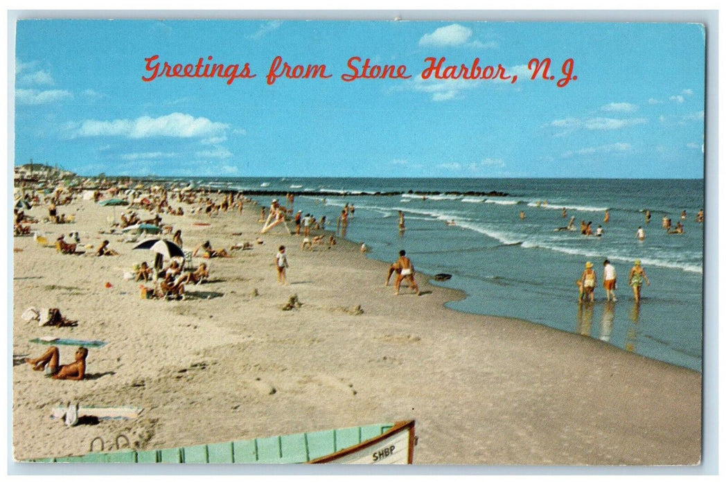 c1960's Sloping Beach, Greetings from Stone Harbor New Jersey NJ Postcard