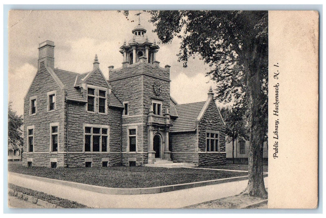 c1905 Public Library Hackensack New Jersey NJ Antique Unposted Postcard