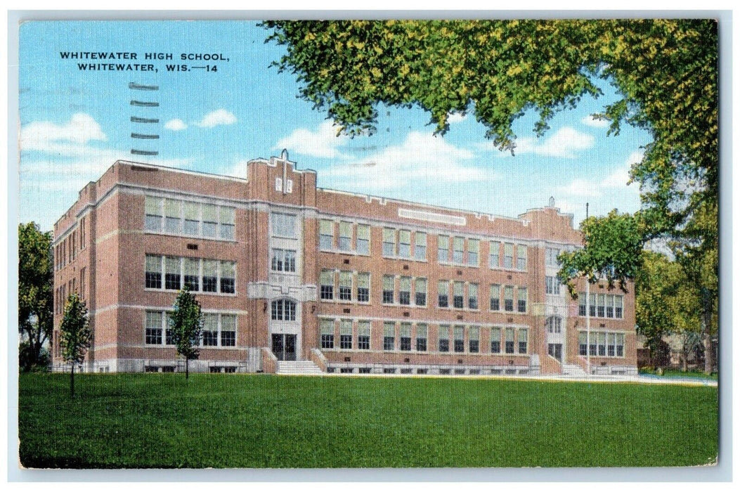 1951 Whitewater High School Building Whitewater Wisconsin WI Vintage Postcard