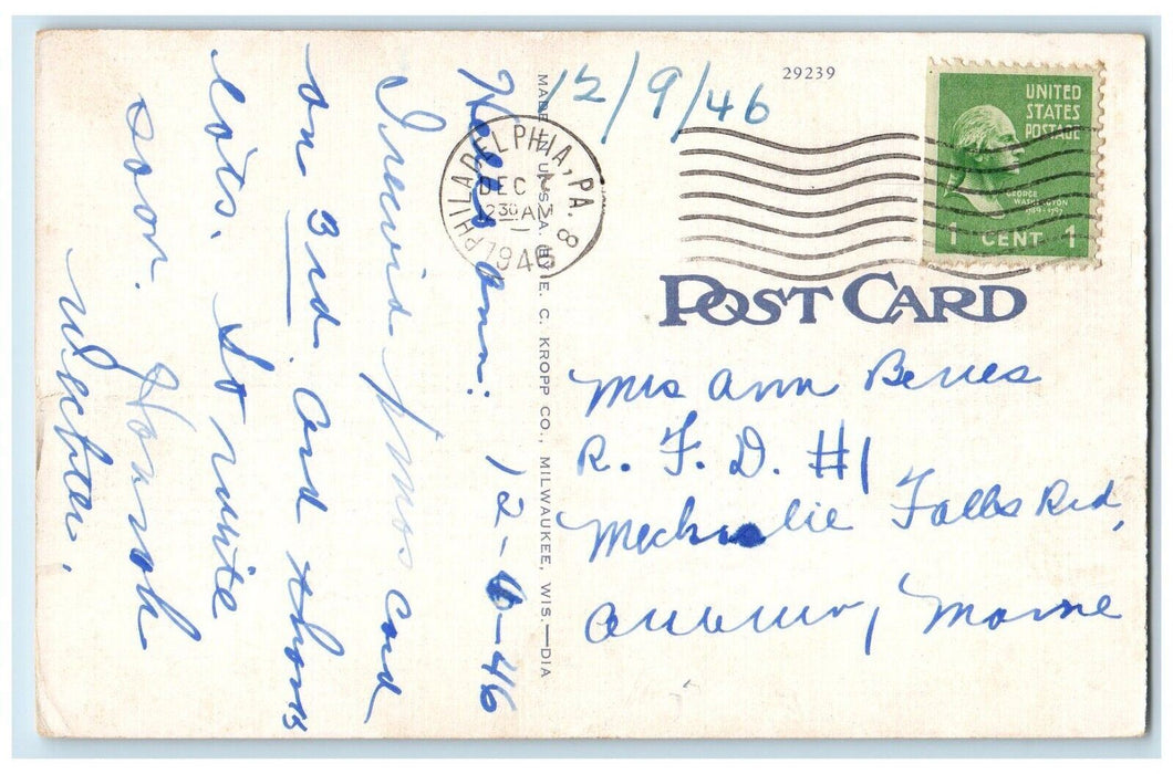 1946 Hamilton Field & Gymnasium State Teachers College Whitewater WI Postcard
