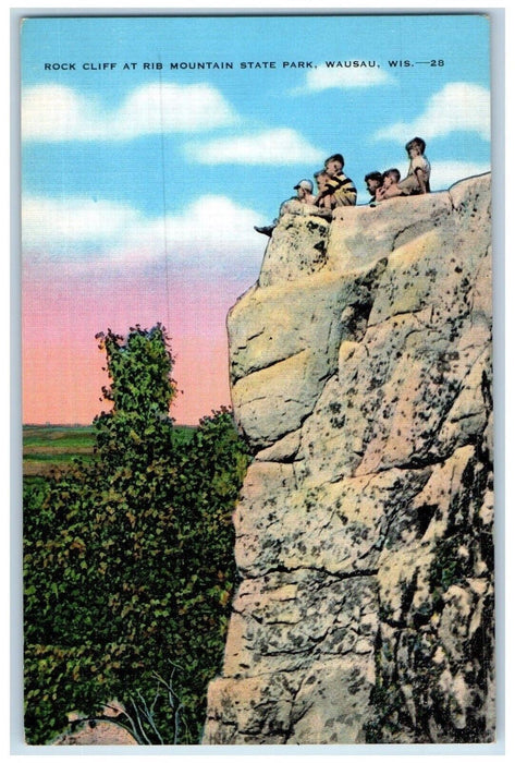 c1940 Rock Cliff Rib Mountain State Park Wausau Wisconsin WI Vintage Postcard