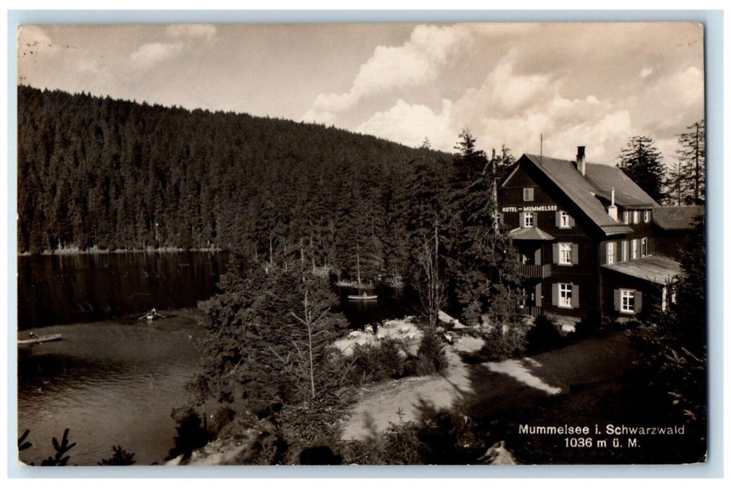 1933 Hotel Mummelsee Black Forest Lake Boats Germany RPPC Photo Postcard