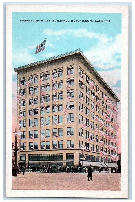 c1930's Rorabaugh Wiley Building Street View Hutchinson Kansas KS Postcard